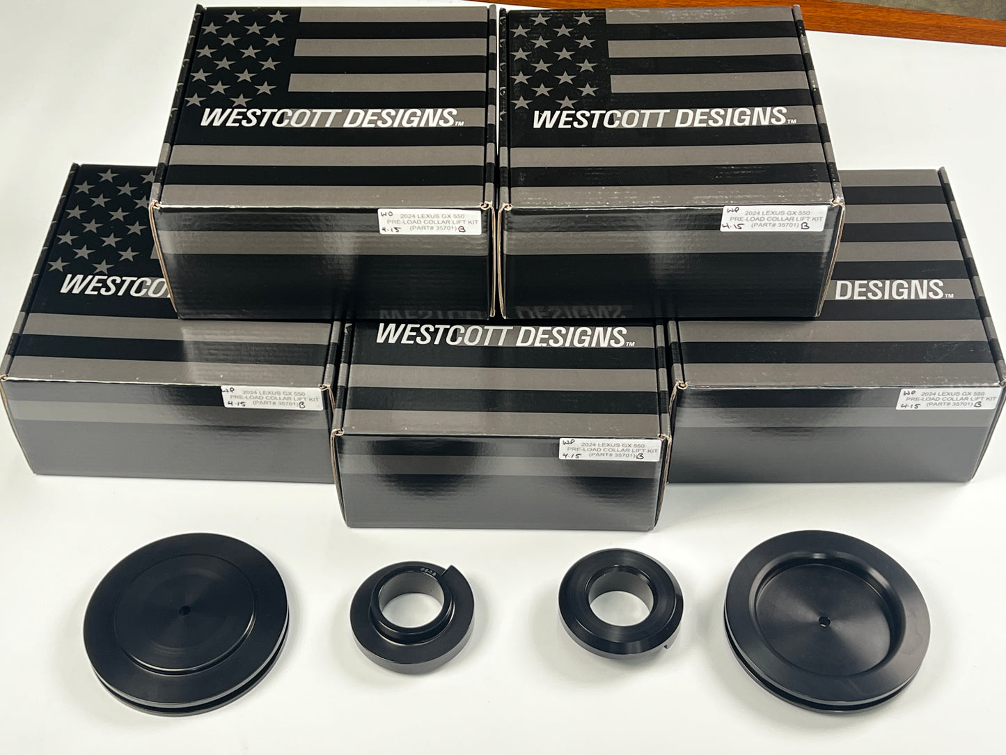 Westcott | Preloaded Lift Collar Kit for 2024+ Lexus GX 550 and Toyota Land Cruiser (Anodized BLACK)
