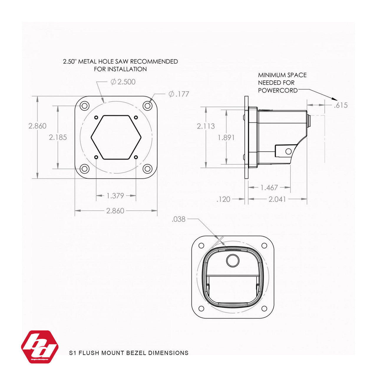 Baja Designs | S1 Black Flush Mount Bezel Kit - Universal