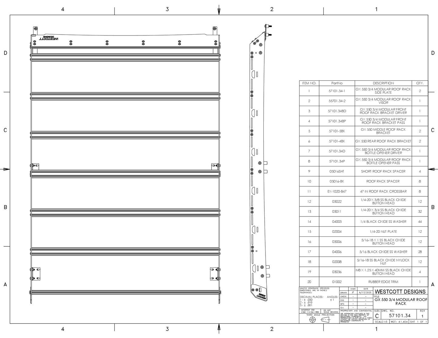 Westcott | 3/4 Roof Rack | GX550| Land Cruiser | 2024-Current
